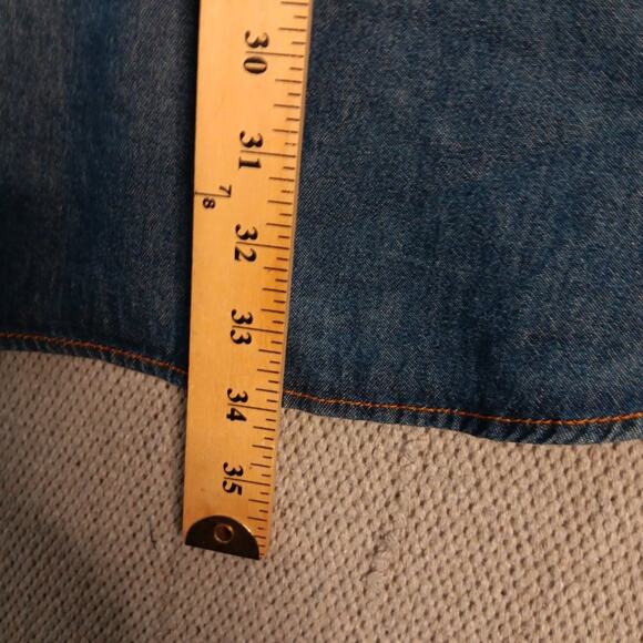 Plains Vintage Western Denim Shirt Men 2X  Blue Pearl Snap Big Mans Short Sleeve - Picture 14 of 15